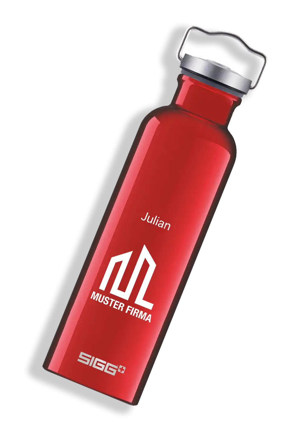 Hochwertige Werbegeschenke von balleristo - sportliche Lösungen für jeden Anlass! Rote Flasche mit Logo